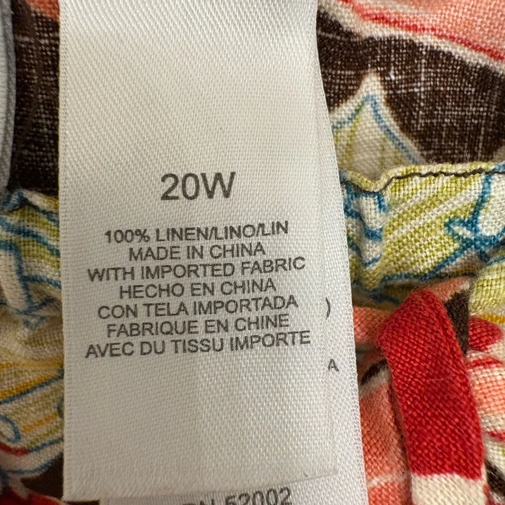 Liz Claiborne Linen Floral Midi Skirt Brown Orange Vacation Boho Preppy 20W